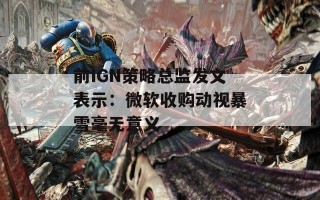 前IGN策略总监发文表示：微软收购动视暴雪毫无意义